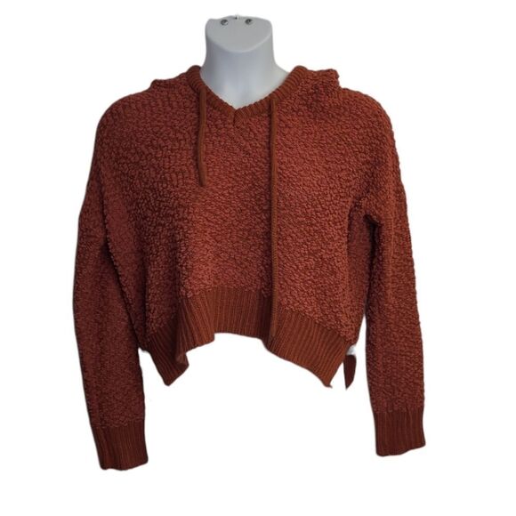 POL mauve high low textured popcorn cozy oversized hooded sweater S - Picture 3 of 10